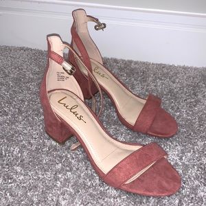 Lulu’s Rose Suede Ankle Strap Heel